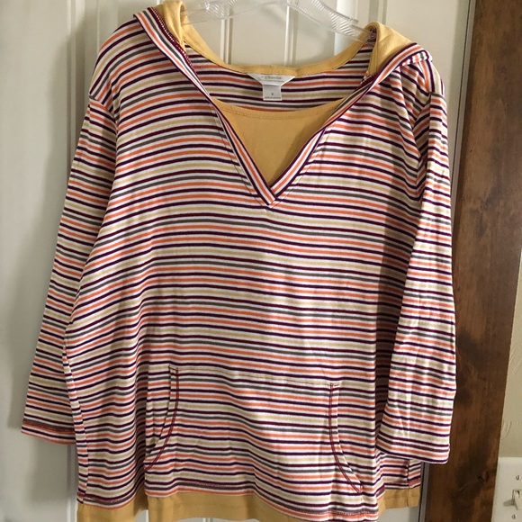 CJ Banks Tops - NWOT-Sz. X CJ Banks Hooded Striped Top 3/4 Sleeves